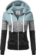 DOUBLJU Lightweight Thin Zip-Up Hoodie Jacket for Women (Style CCMD)
