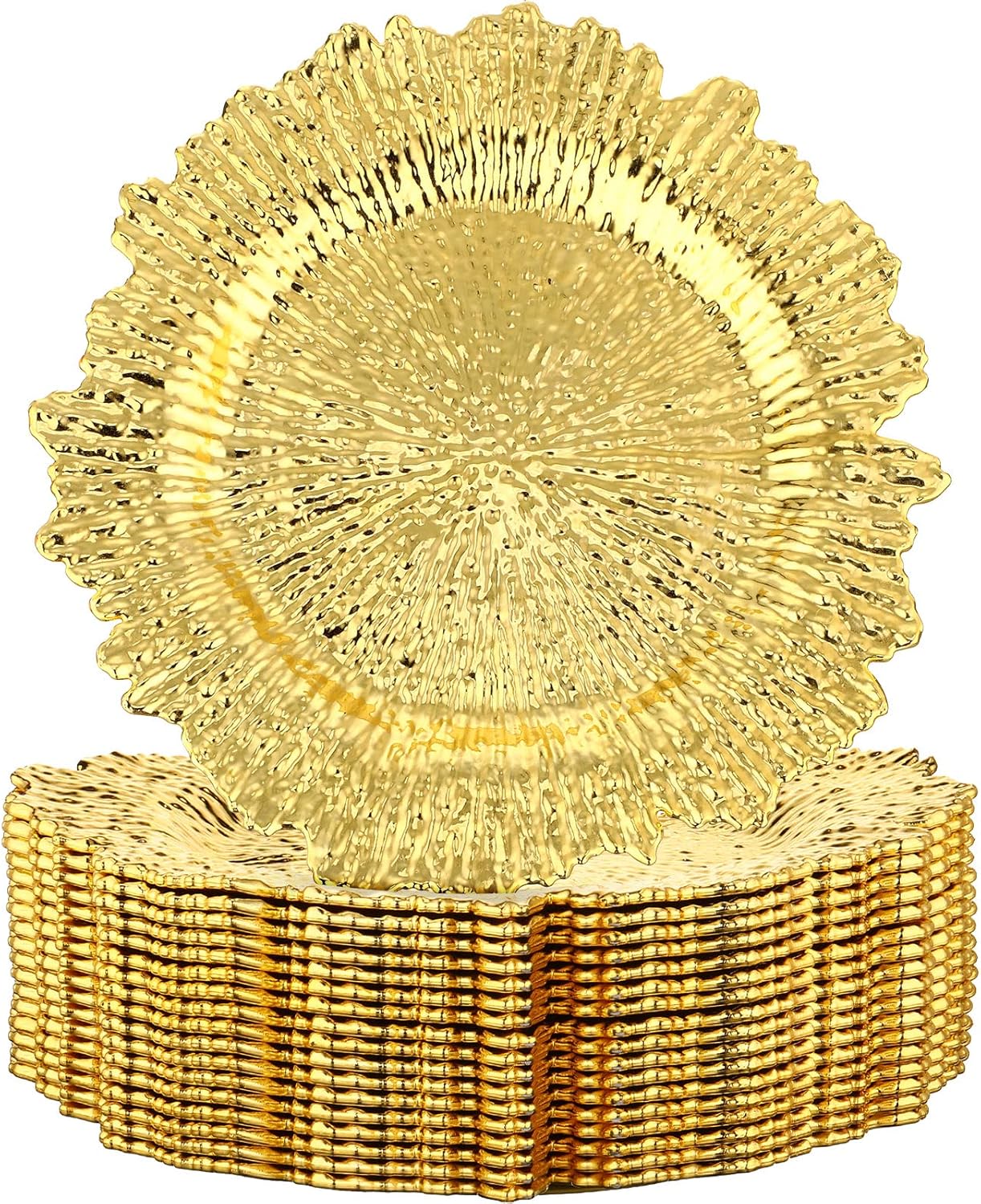 Snowflake Charger Plates Set - Elegant Gold Floral Decor