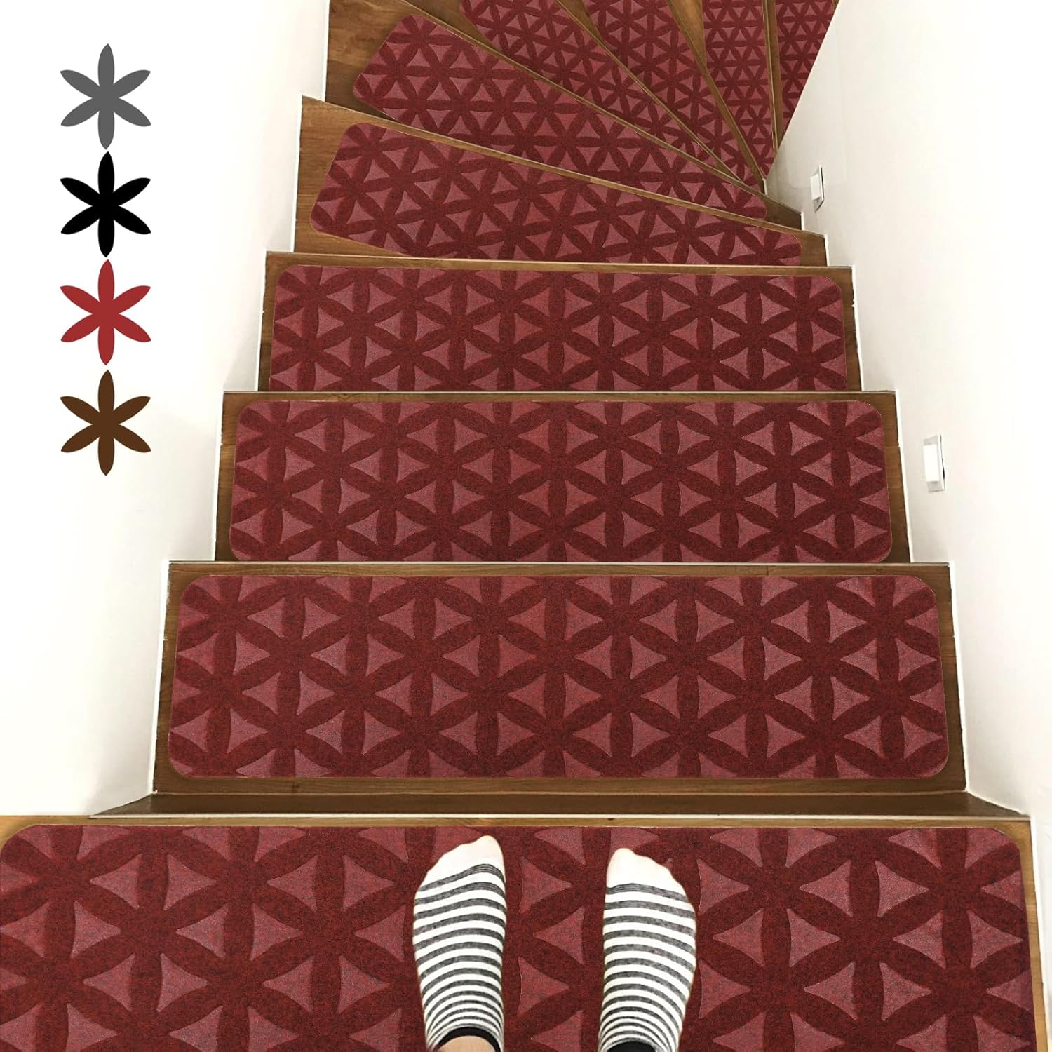 RIOLAND Non-Slip Carpet Stair Treads for Safe Indoor Steps