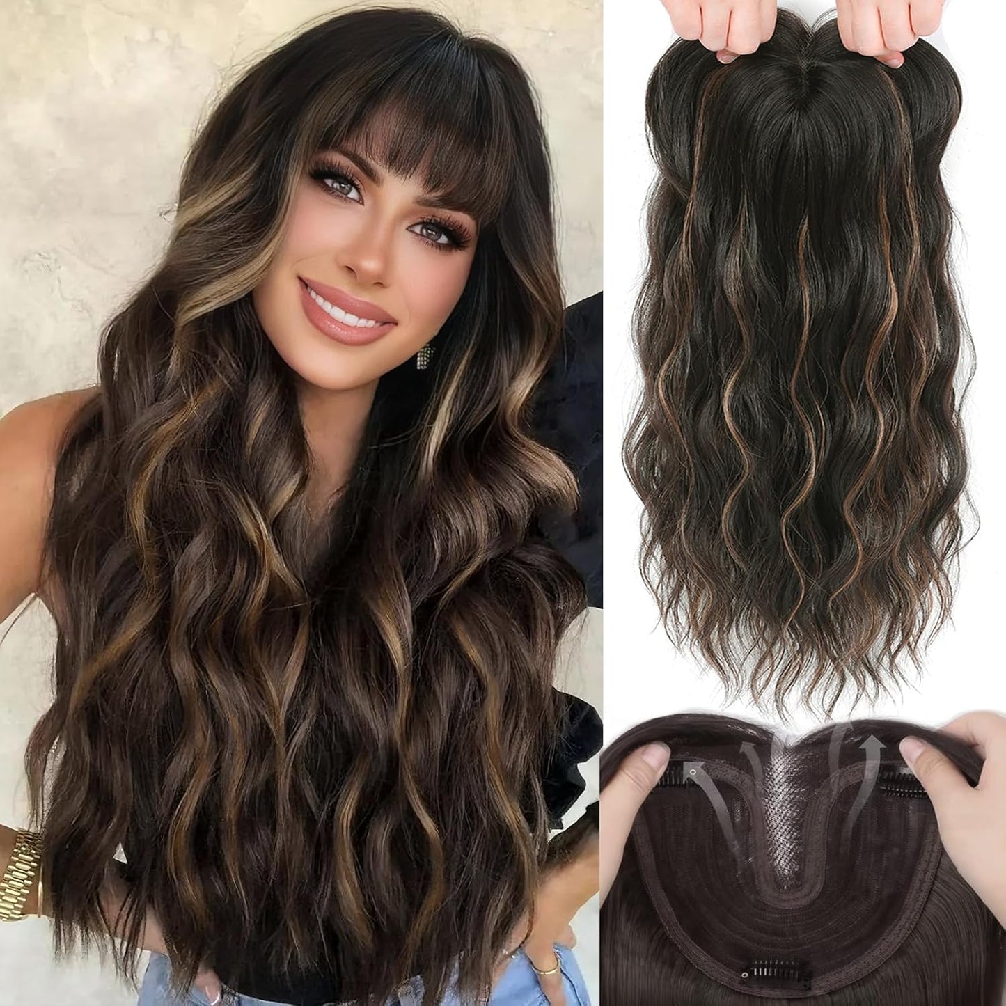 Hair Toppers for Women - 20 Inch Hand Tied Lightweight Wiglets