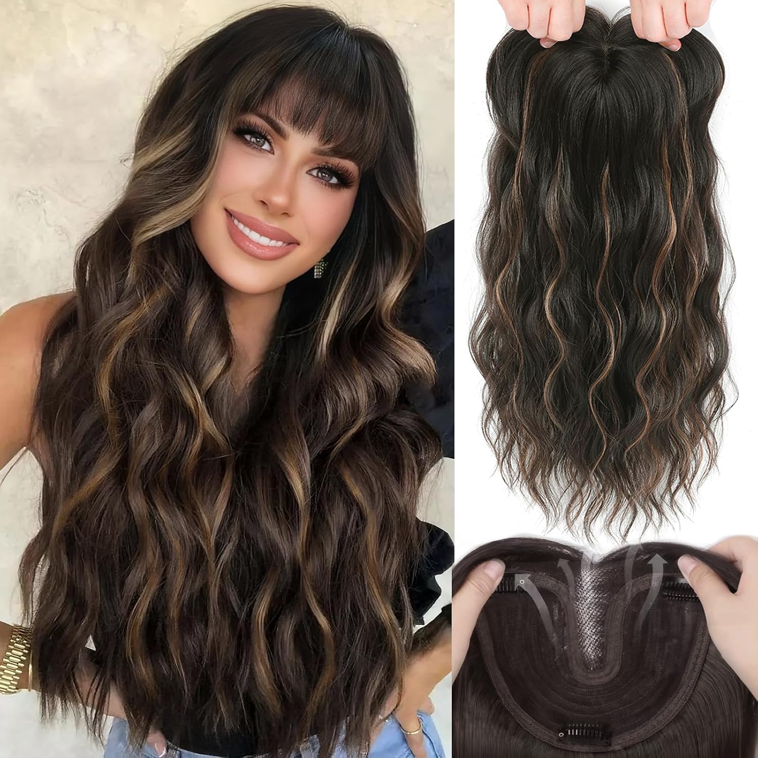 Hair Toppers for Women - 20 Inch Hand Tied Lightweight Wiglets