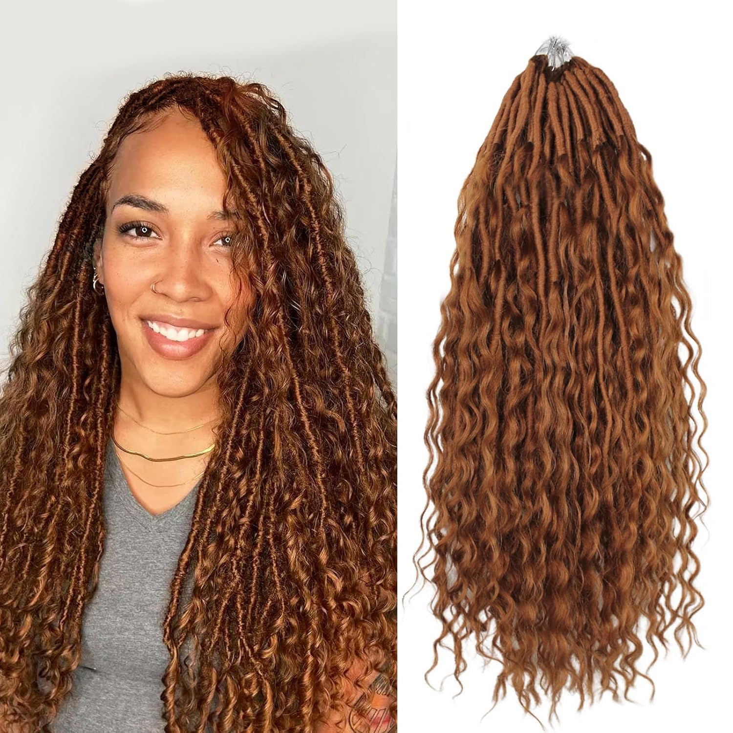 Boho Faux Locs Crochet Hair for Women - 24 Inch Curls
