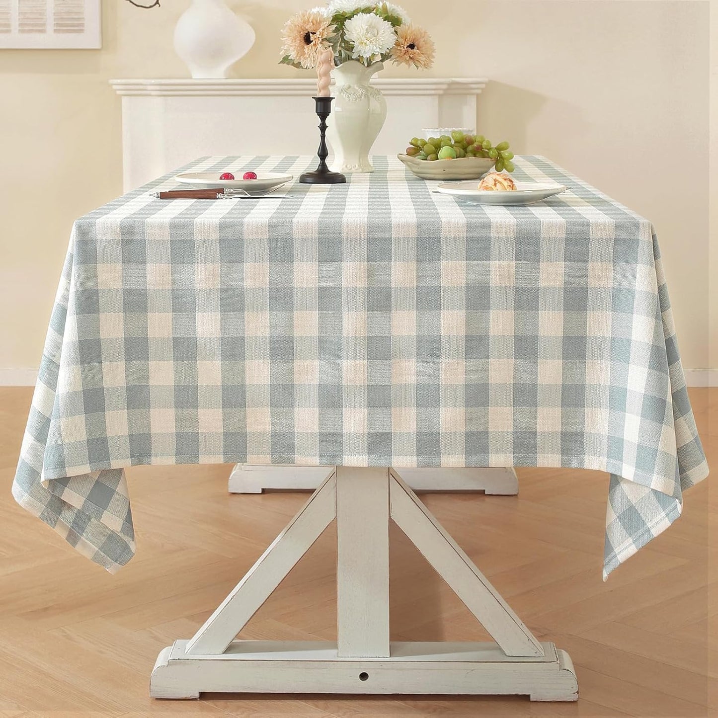 Laolitou Blue Checkered Tablecloth for Rustic Elegance and Style
