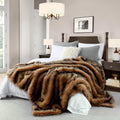 Luxury Plush Faux Fur Blanket Queen Size 90x90 - Oversized Cozy Throw