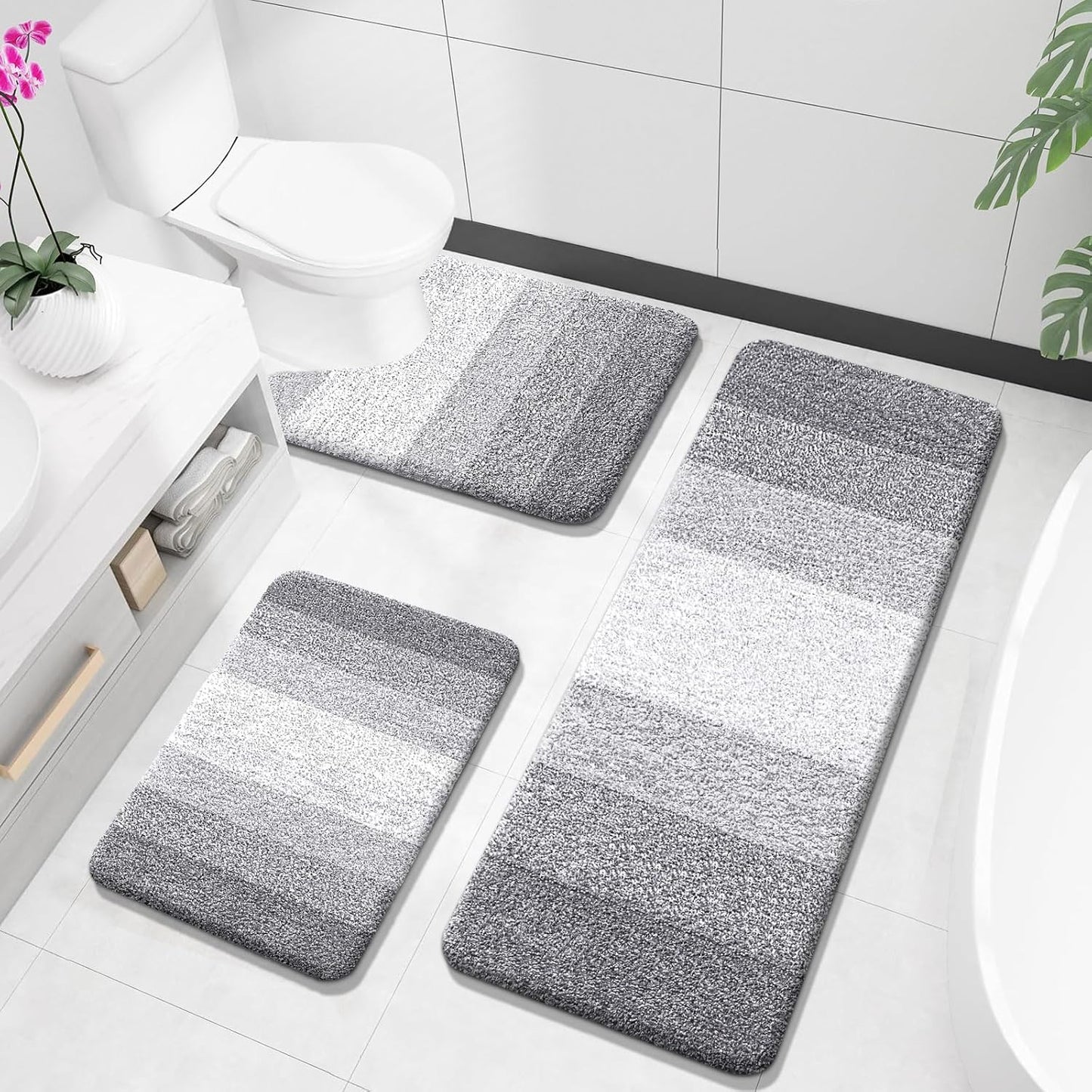 OLANLY Bathroom Rugs Sets 3 Piece for Soft Absorbent Comfort
