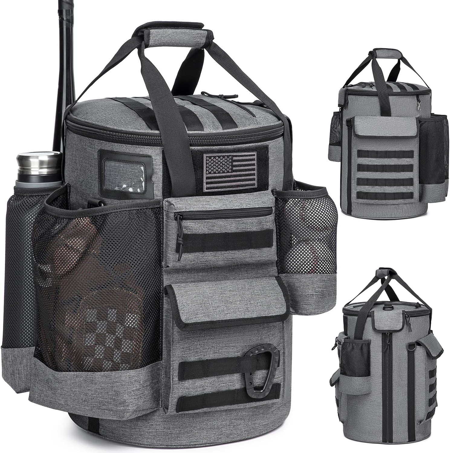 Baseball Bucket Bag with Multiple Pockets for Coaches Gear
