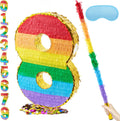 Number 8 Pinata 20 in Rainbow with 30 in Stick - Party