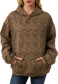 Womens Oversized Leopard Cheetah Print Hoodie - Cozy Fleece Pullover
