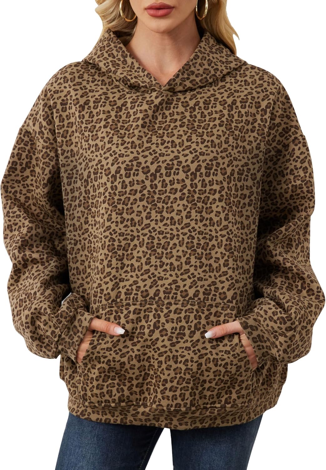 Womens Camo Hoodies with Maple Leaf Print for Cozy Style
