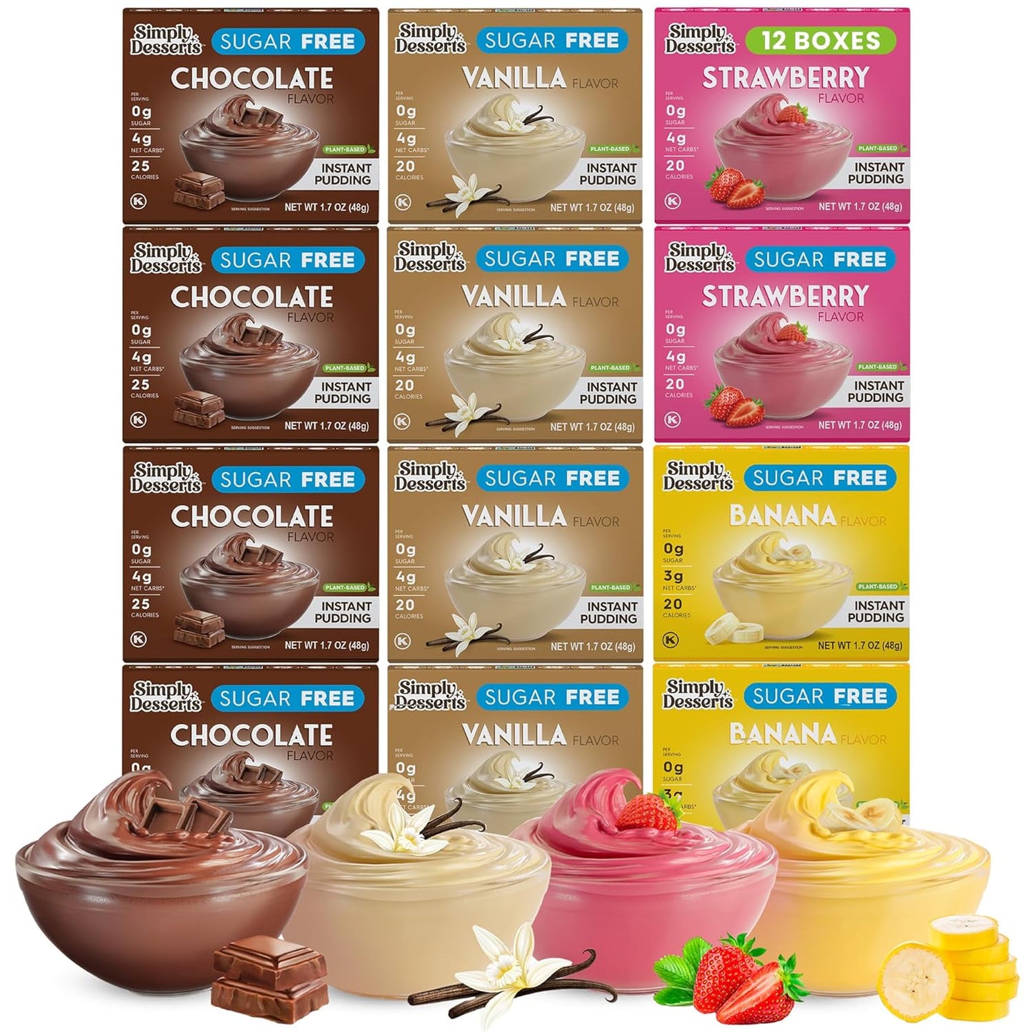 Simply Desserts Sugar-Free Instant Pudding Variety 12-Pack