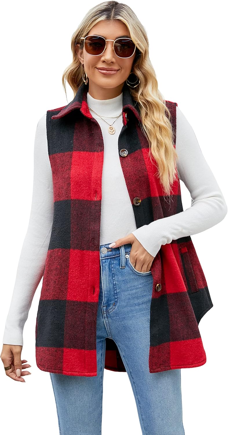 UANEO Womens Fall Flannel Plaid Vest for Stylish Comfort