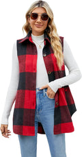UANEO Womens Fall Flannel Plaid Vest Button Down Sleeveless Shirt