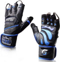 Elite Leather Gym Gloves with Built-in 2in Wrist Wraps - Leather Grip