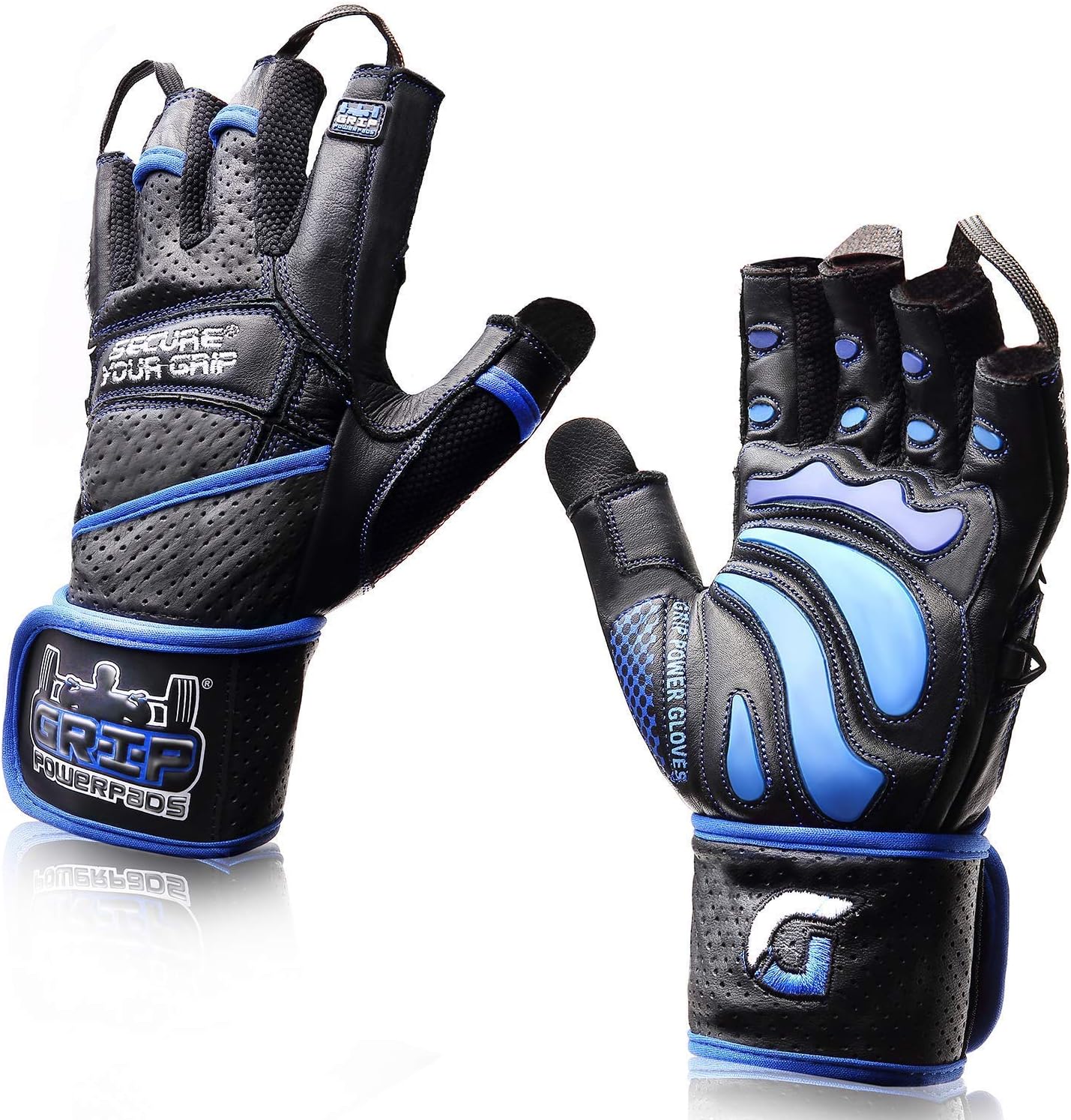 Elite Leather Gym Gloves with 2in Wrist Wraps for Weightlifting