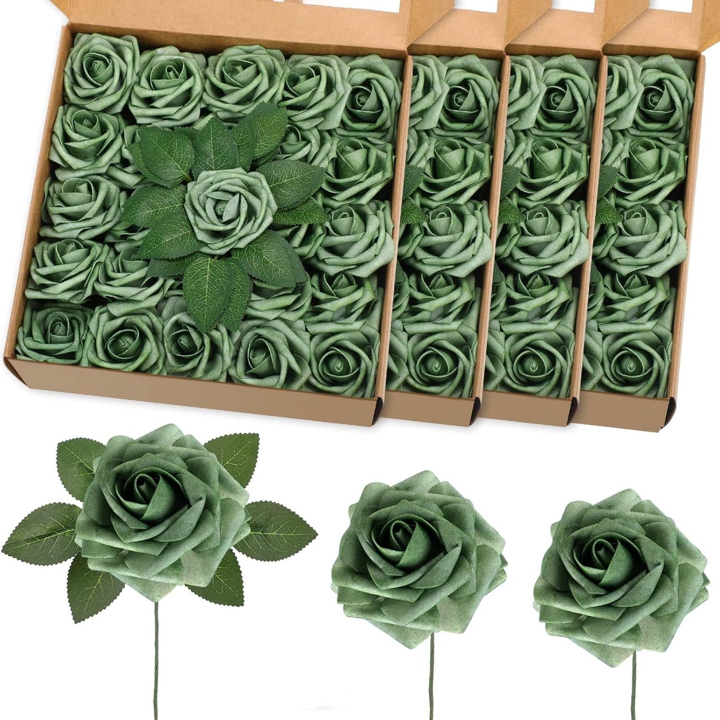 100 Pieces Artificial Foam Rose Flowers for DIY Wedding Decor