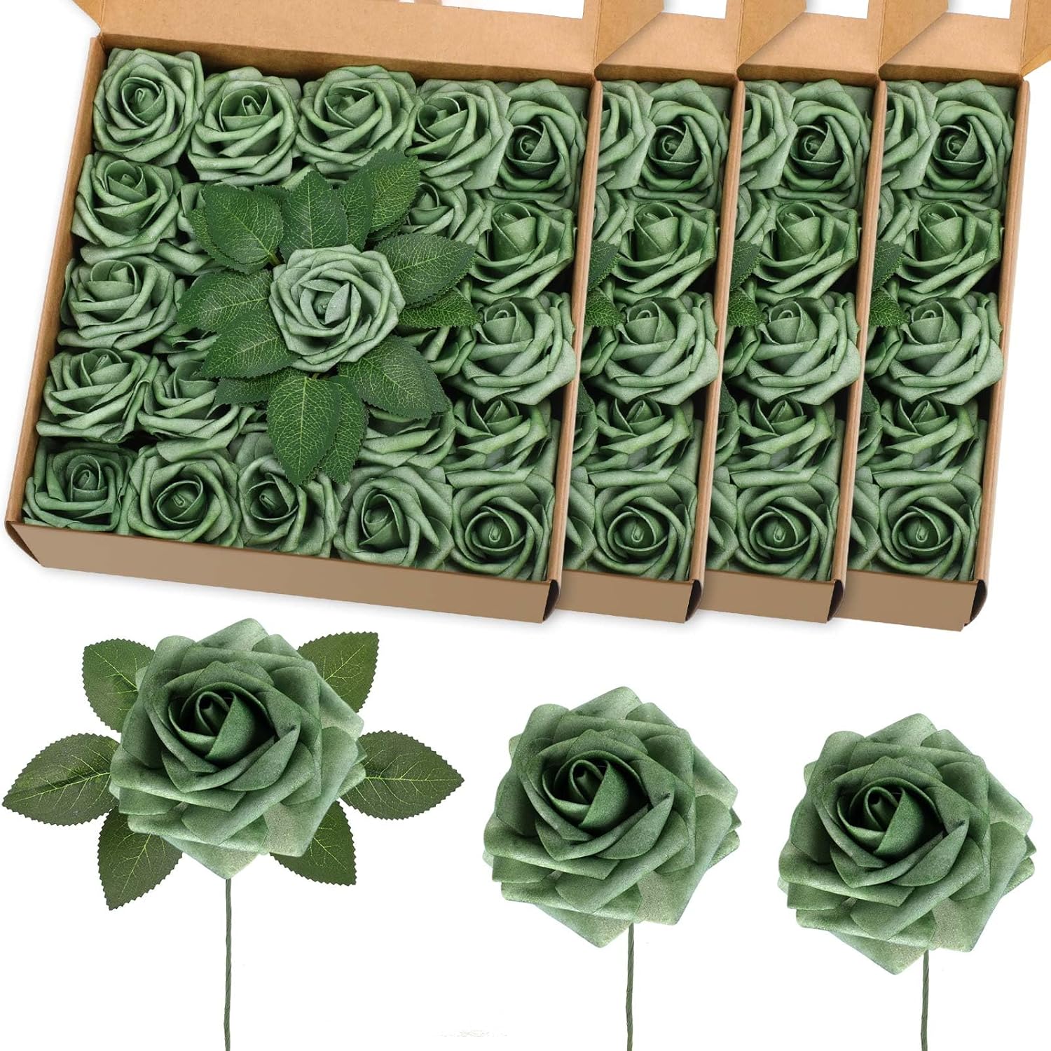 100 Pieces Artificial Foam Rose Flowers for DIY Wedding Decor