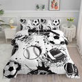 Ball Sports Comforter Set Twin - Vibrant Football Baseball Design