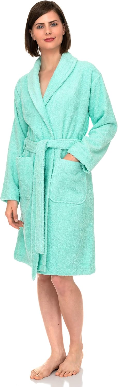 Luxurious Cotton Short Terry Shawl Bathrobe for Women
