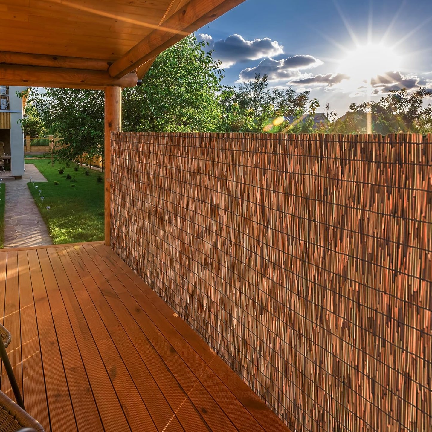 Brown Reed Fencing Roll for Privacy and Shade in Your Garden