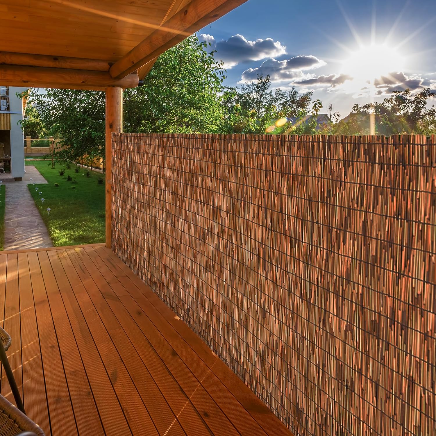 Brown Reed Fencing Roll for Privacy and Shade in Your Garden
