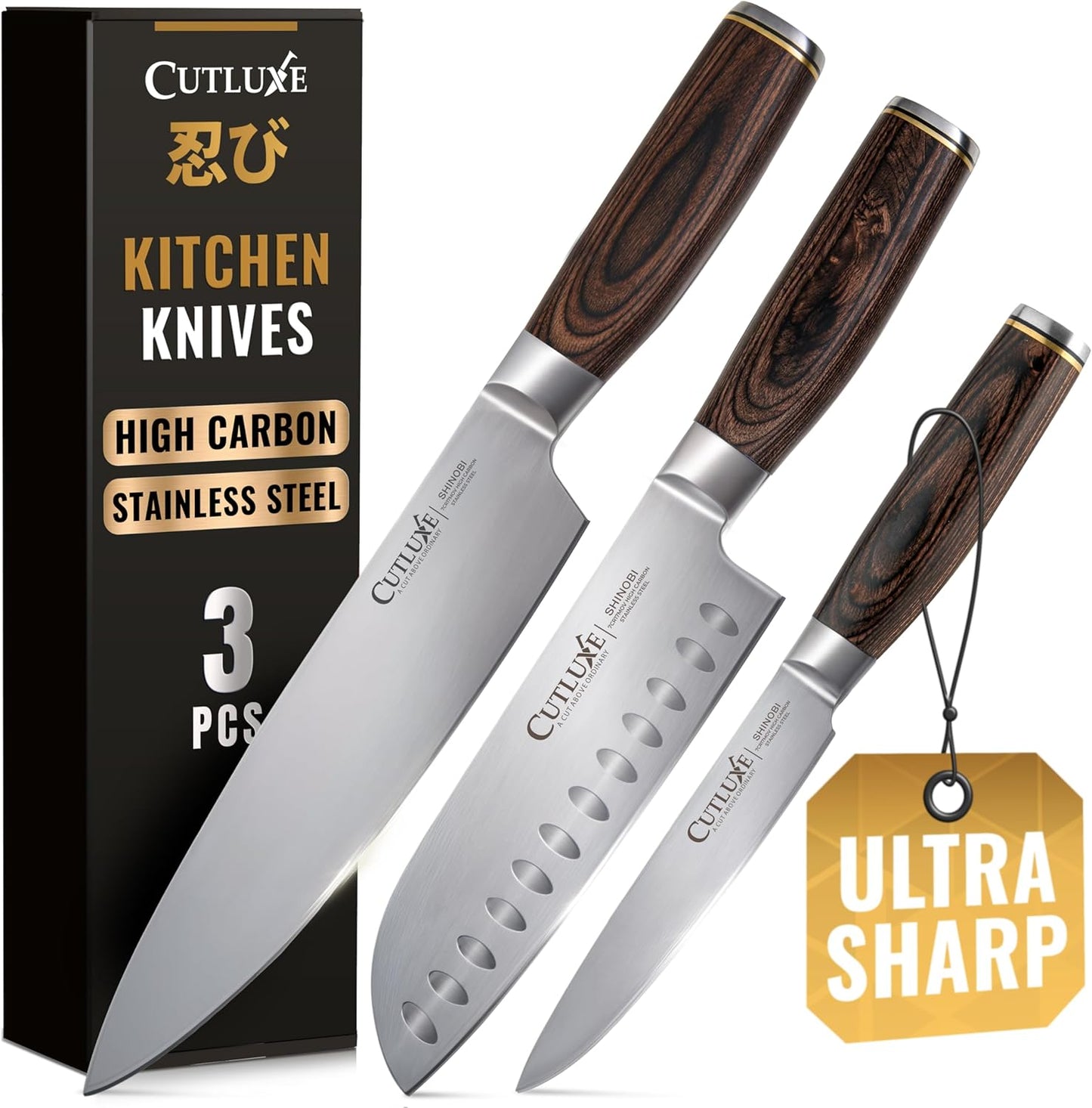 Cutluxe 3-Piece Chef Knife Set for Precision Cooking Needs