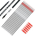30in Carbon Archery Arrows Pack of 12 Spine 400 - 2.75in Hard Vanes