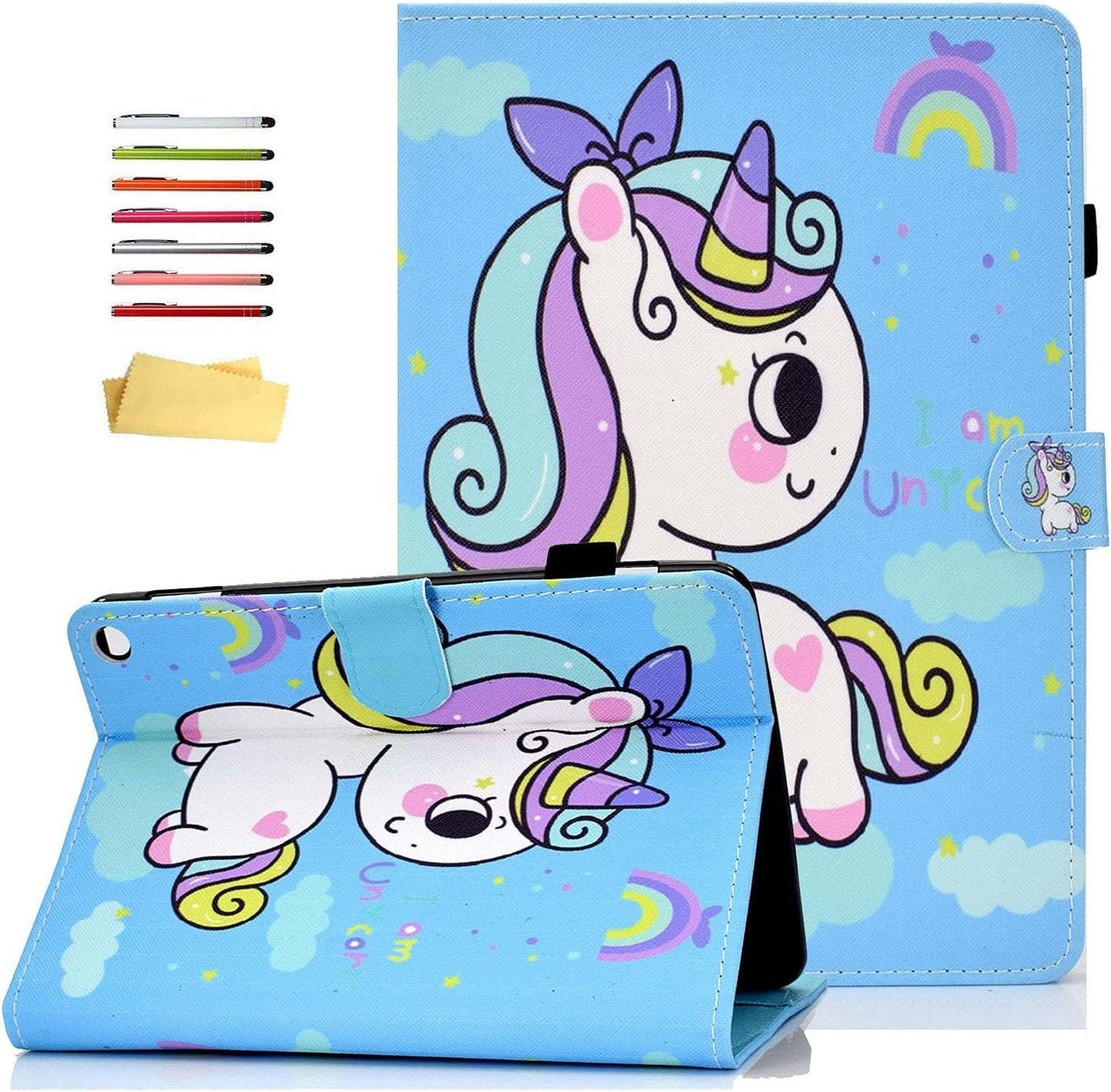 10.1 inch Fire HD 10 Case by UUcovers - Blue Unicorn Design