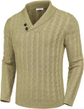 COOFANDY Men's Shawl Collar Pullover Sweater Slim Fit - Casual Cable
