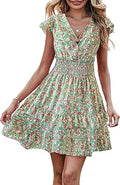 PRETTYGARDEN Women's Boho V Neck Floral Print Mini Dress Review