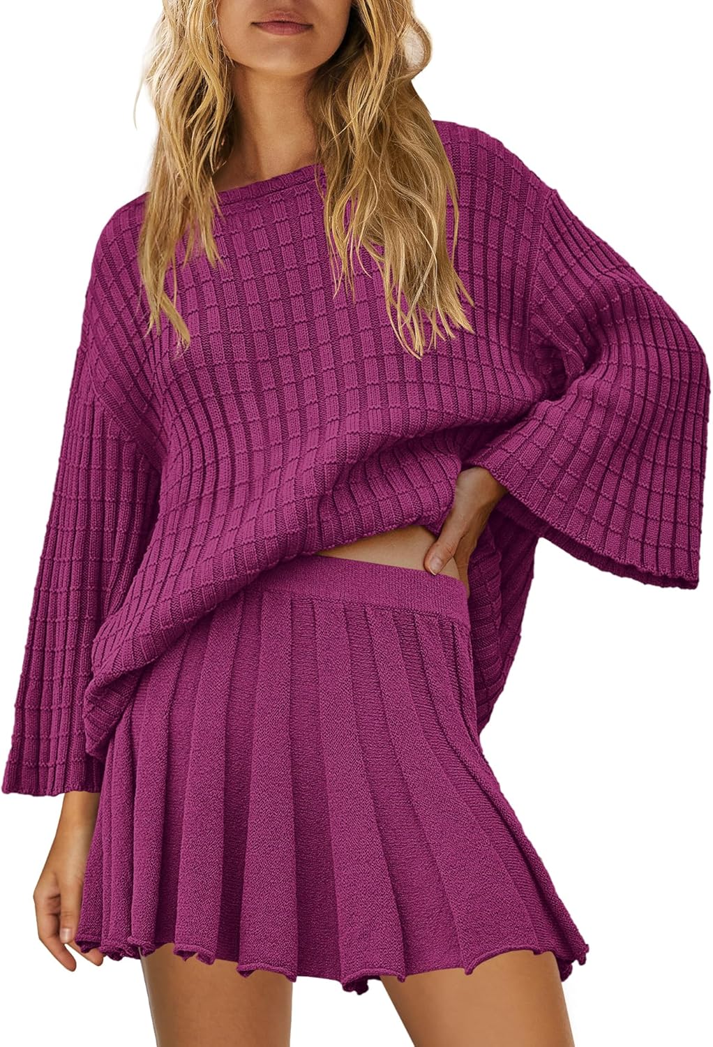 Yanekop Womens 2 Piece Sweater Skirt Set for Cozy Comfort