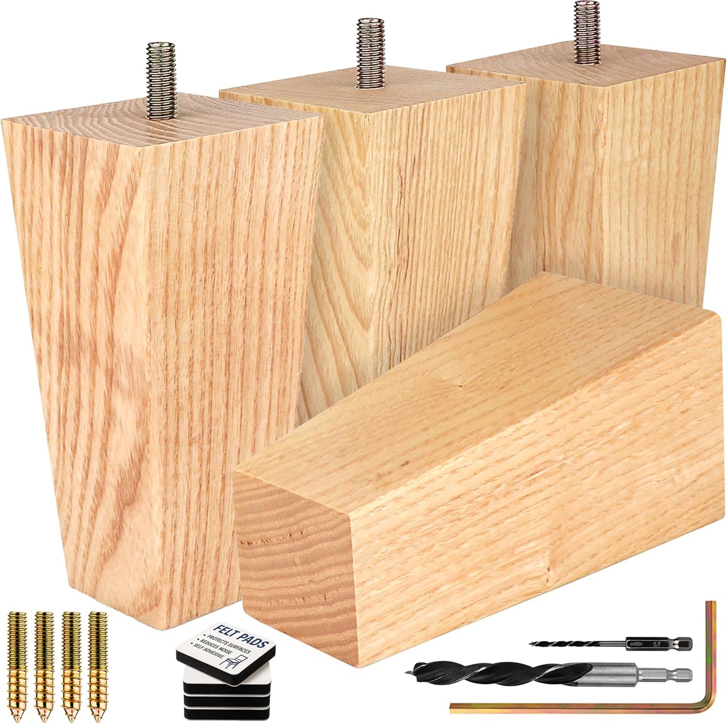 Premium Ash Wood Square Furniture Legs for Stylish Home Decor