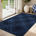 Plaid Door Mat 32 in x 48 in Navy Blue - Durable Dirt Trapper