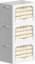 3 Pack Clothes Storage Bins Foldable Metal Frame Stackable - Large