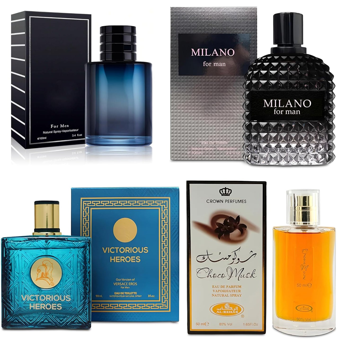 4-Piece Cologne Set for Men with Woody, Spicy, Citrus Scents