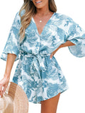 CUPSHE Women's Summer Romper Lace Up Printed Wide Leg - Beach Ready