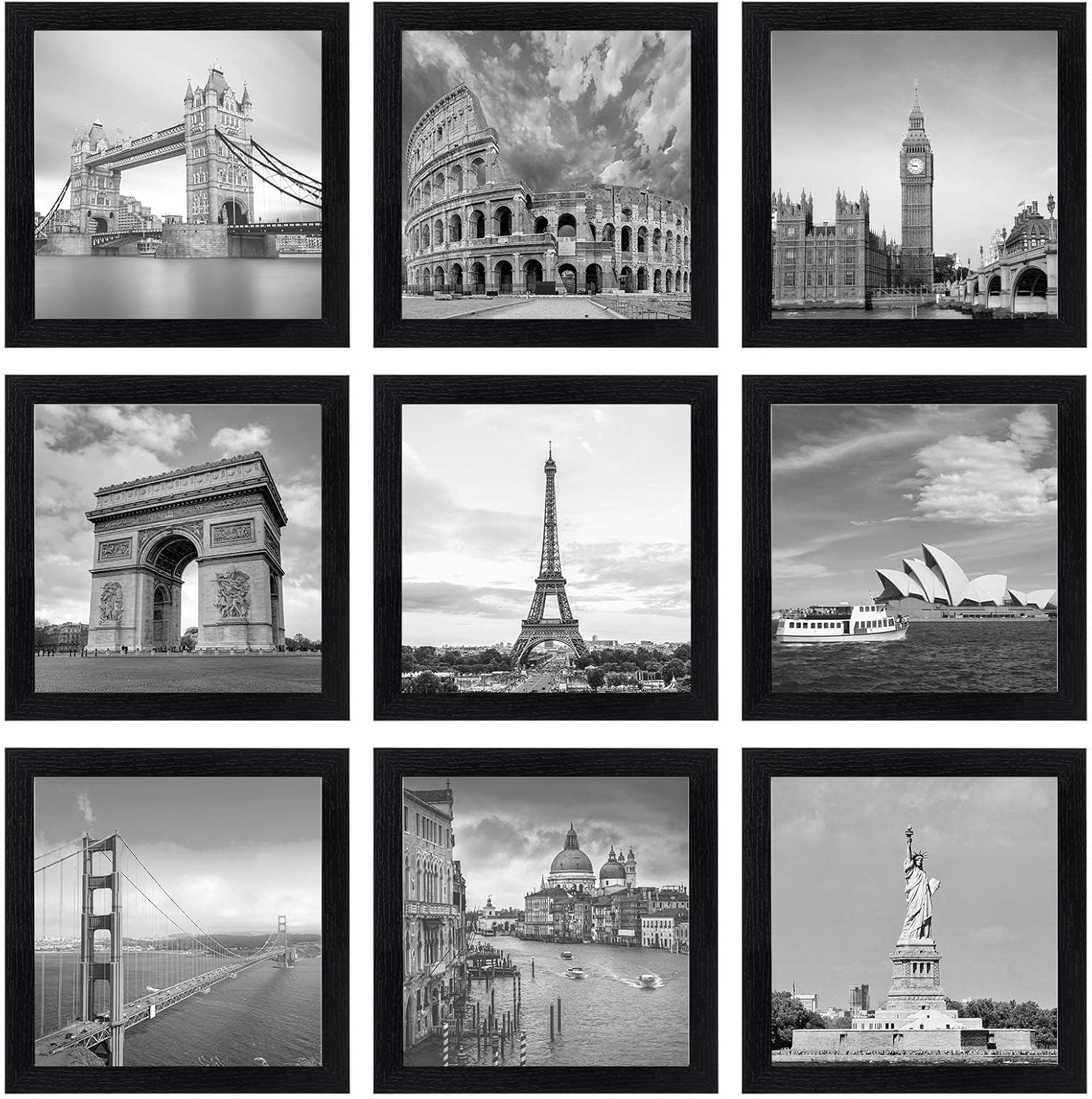 eletecpro 8x8 Picture Frames Set of 9 for Stunning Wall Decor