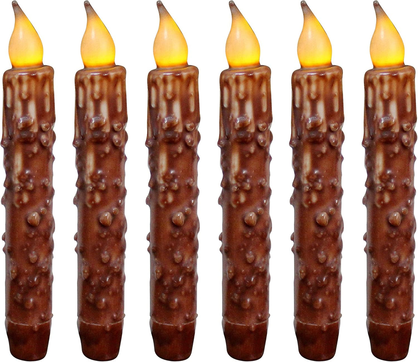Real Wax Hand Dipped LED Timer Taper Candles for Rustic Decor