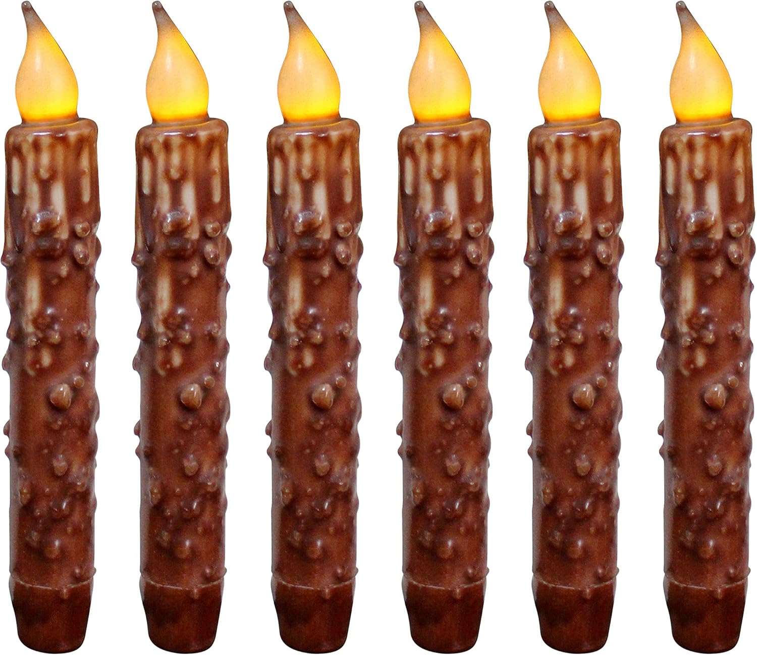 Real Wax Hand Dipped LED Timer Taper Candles for Rustic Decor