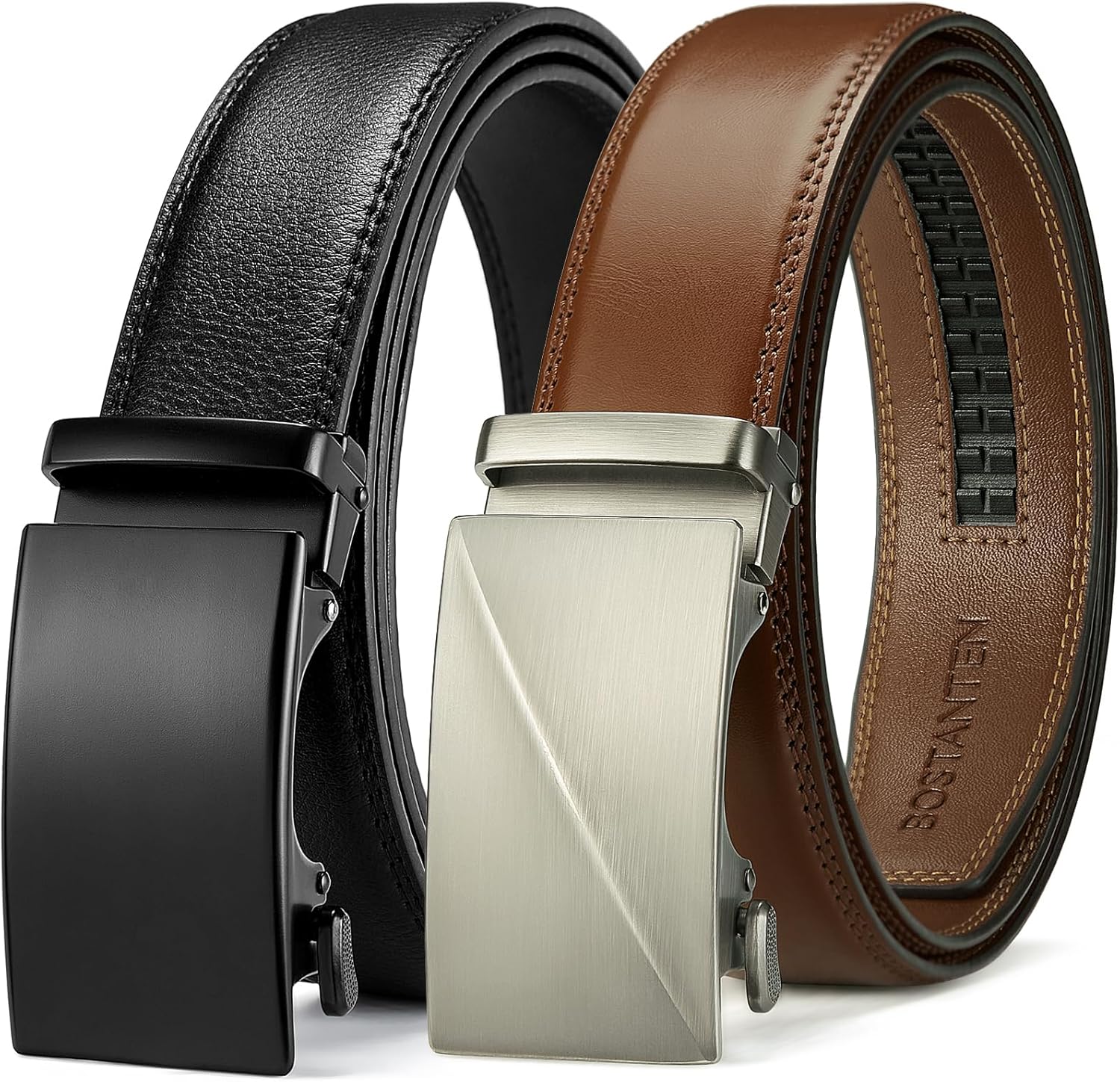 BOSTANTEN Ratchet Leather Belt for Men - Adjustable and Stylish