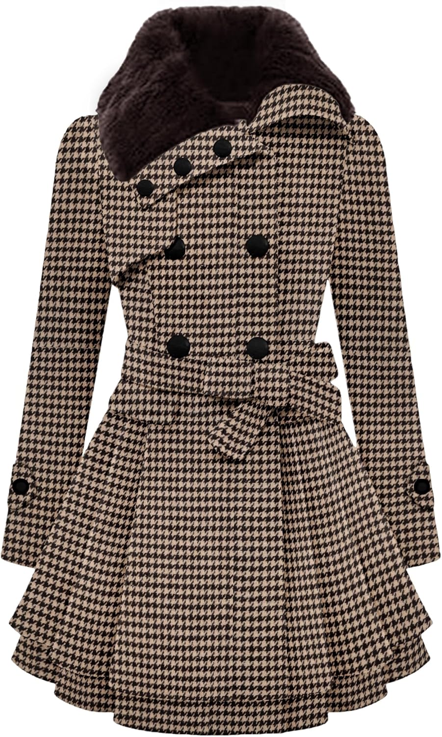 Stylish Women's Faux Fur Lapel Double-Breasted Winter Coat