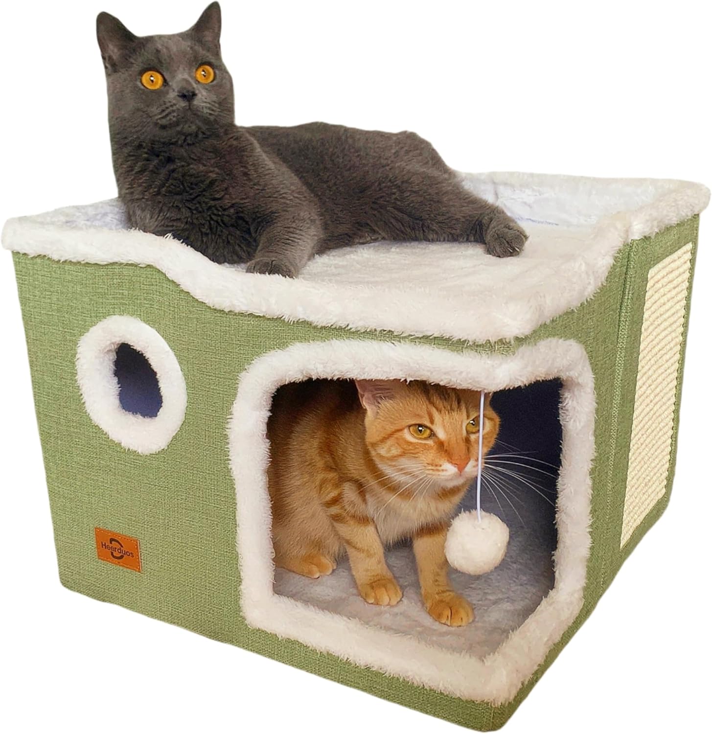 Covered Cat Cave House with Scratch Pad for Indoor Cats
