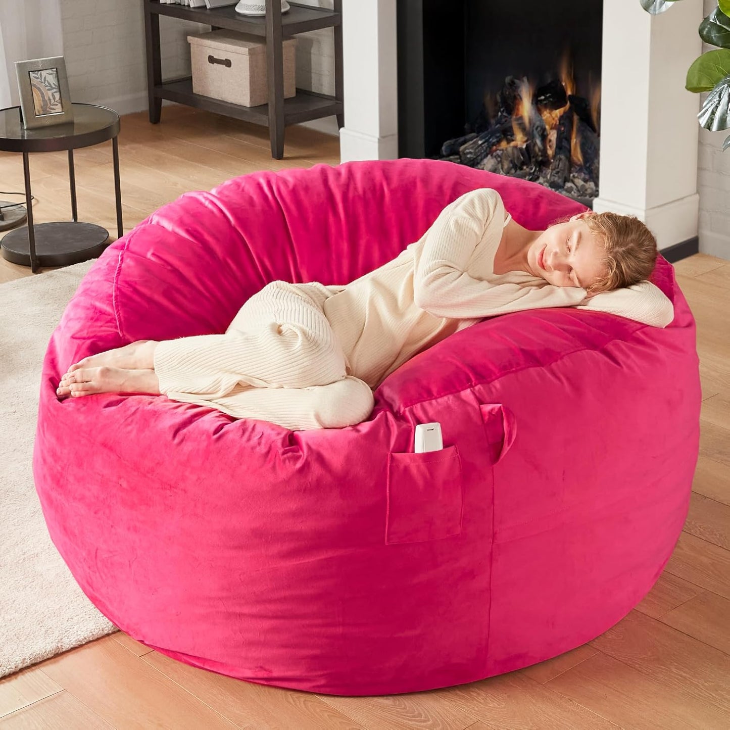 Giant Pink Bean Bag Chair for Adults - Perfect for Relaxation