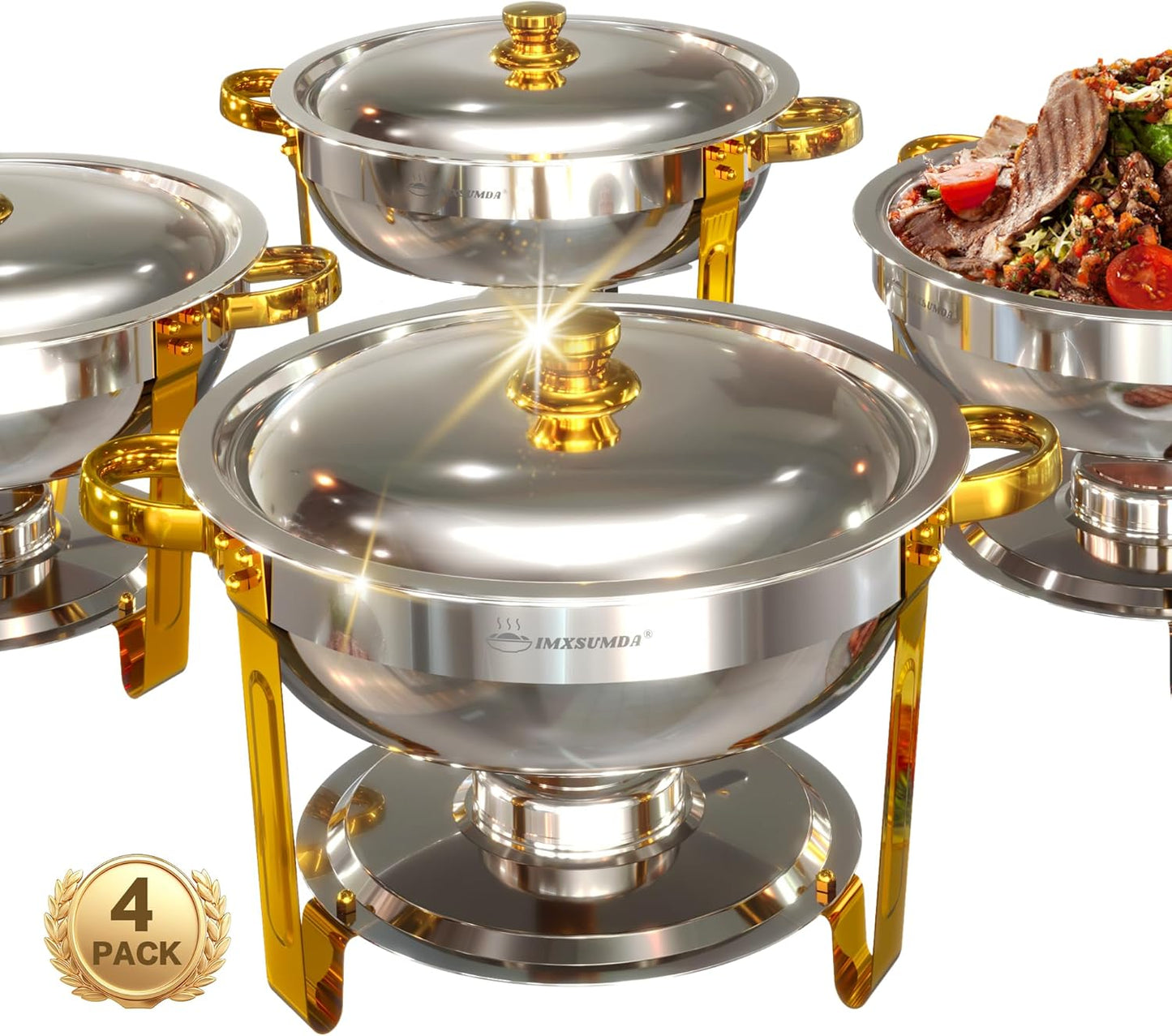 Chafing Dish Buffet Set 4 Pack for Perfect Food Warmth