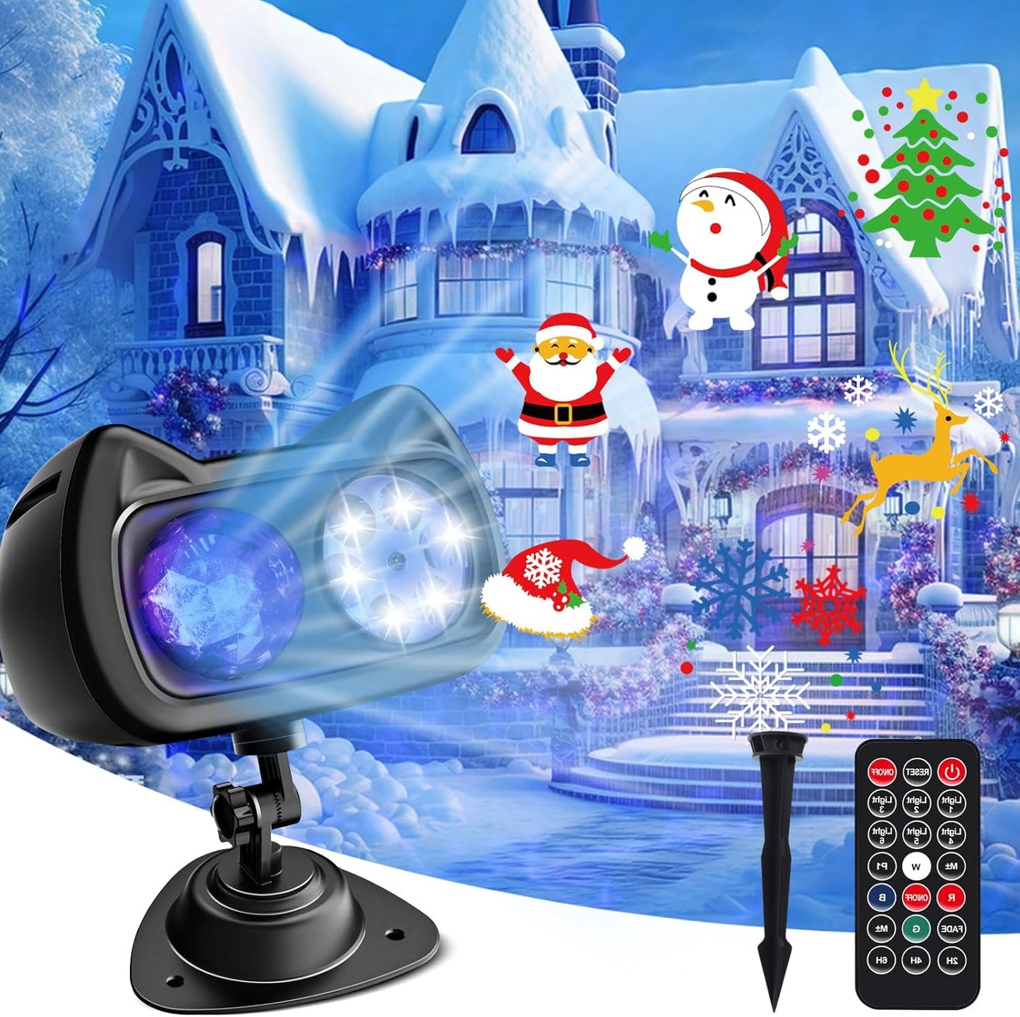 Multicolor Christmas Projector Lights - 72 HD Patterns, Remote Timer