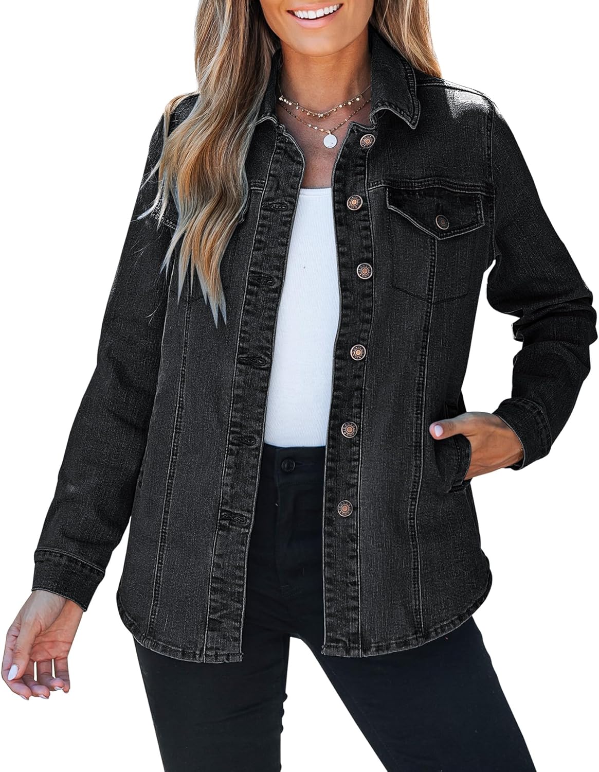 Luvamia 2025 Jean Jackets for Women Fashion Denim Shacket