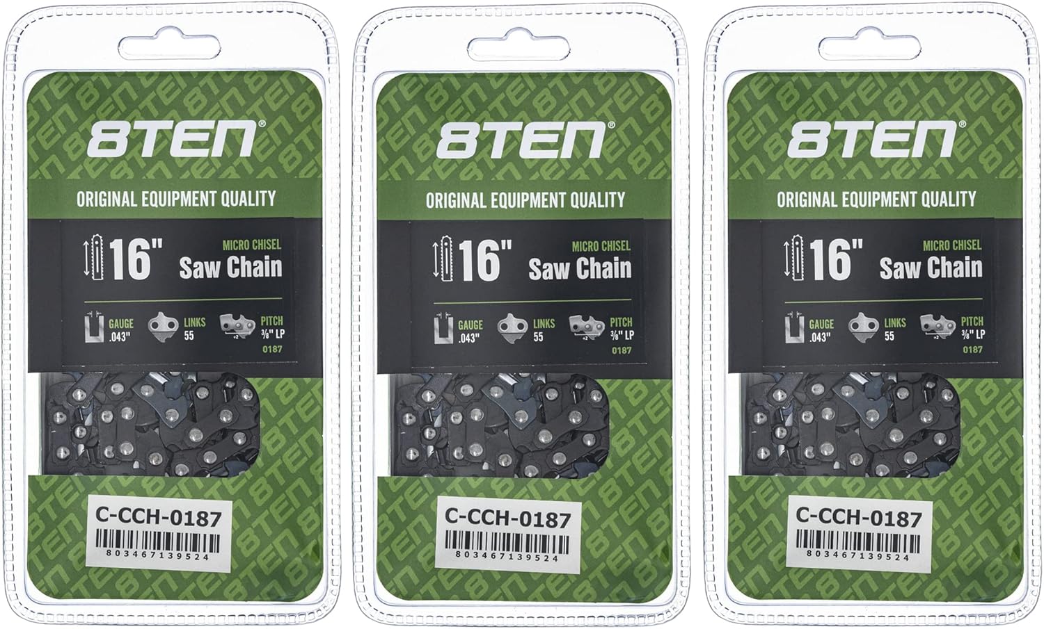 8TEN Micro Chisel Chainsaw Chain 16 Inch for Stihl and Husqvarna