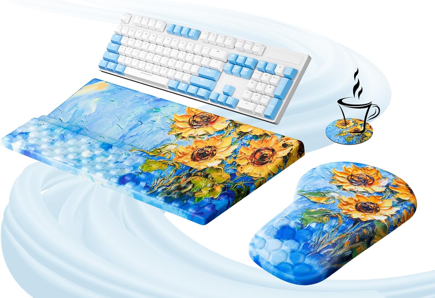 Ergonomic Mouse Pad and Keyboard Stand Wrist Rest Set for Comfort