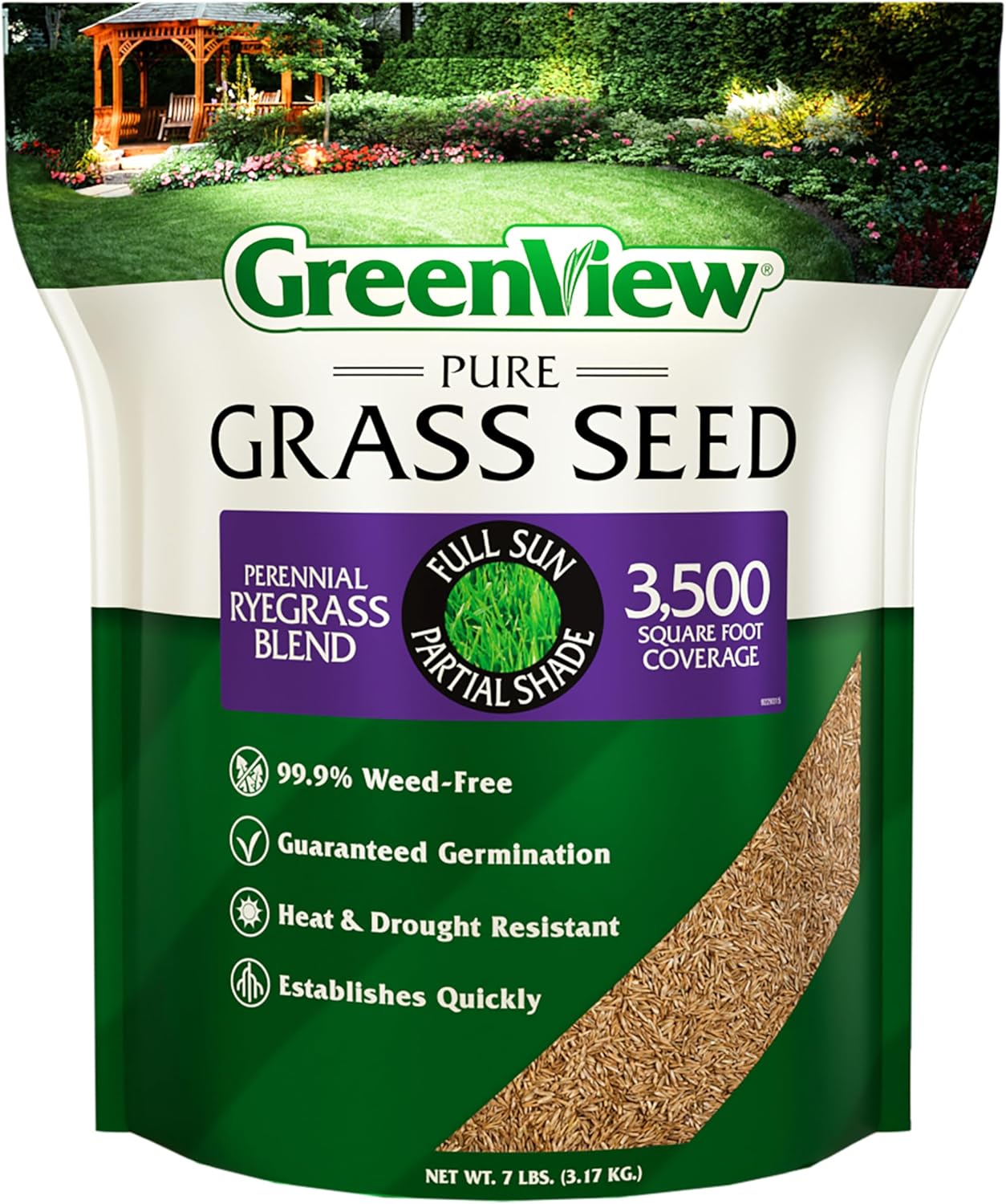 GreenView Pure Grass Seed Perennial Ryegrass Blend for Lush Lawns