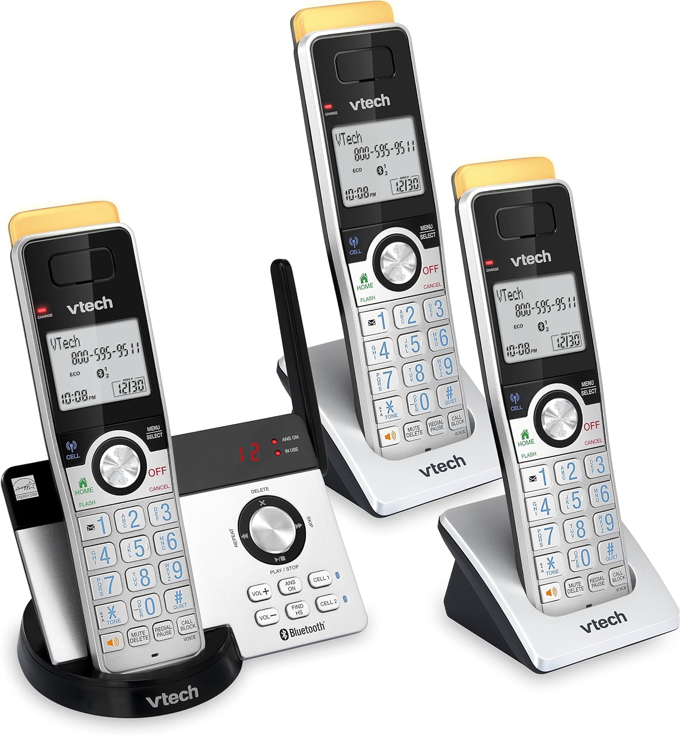 VTech IS8121-3 Cordless Phone with Long Range and Bluetooth