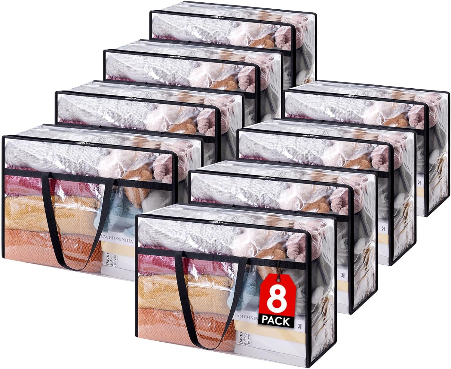 Lifewit 8 Pack Clear Clothes Storage Bags for Bedding and More